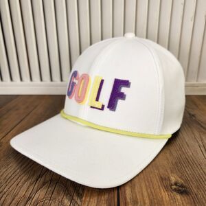 Swannies Haley Golf Hat White Pastel Lettering Snapback Womens Rope Sports Cap